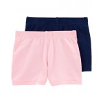 Pink/Navy Toddler 2-Pack Tumbling Shorts