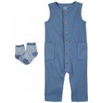 Blue Baby 2-Piece Jumpsuit & Socks Set