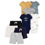Multi Baby 9-Piece Game Day Bodysuits & Shorts Set