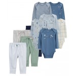 Multi Baby 10-Piece Bodysuits & Pants Set