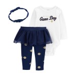 Navy/White Baby 3-Piece First Game Day Outfit