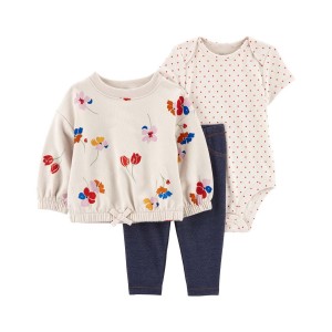 Multi Baby 3-Piece Floral Outfit Set