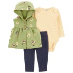 Green/Yellow/Navy Baby 3-Piece Little Vest Set