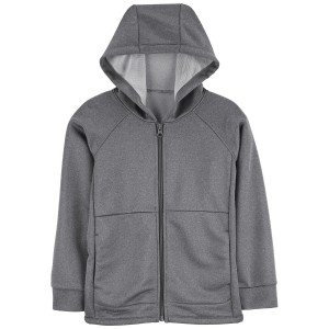 Grey Kid Hooded Zip Jacket In Unstoppable French Terry