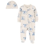 White Baby Panda 2-Piece Sleep & Play Pajamas and Cap Set