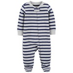 Navy Baby 1-Piece Navy Striped Sleep & Play Pajamas