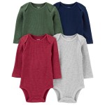 Multi Baby 4-Pack Waffle Knit Bodysuits
