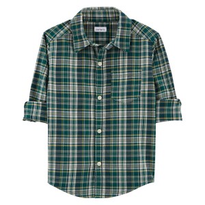 Green Baby Plaid Button-Front Shirt