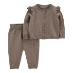 Brown Baby 2-Piece Button-Front Cardigan Sweater Set