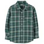Green Kid Plaid Button-Front Shirt