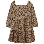 Brown Kid Leopard Twill Dress