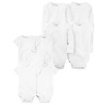 White Baby 9-Pack Short Sleeve & Long Sleeve Cotton Bodysuits Set