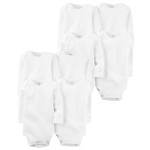 White Baby 8-Pack Long Sleeve Cotton Bodysuits Set