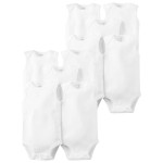 White Baby 10-Pack Sleeveless Cotton Bodysuits Set