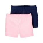 Navy/Pink Baby 2-Pack Tumbling Shorts