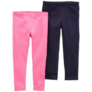 Pink Baby 2-Pack Pink & Denim Leggings Set