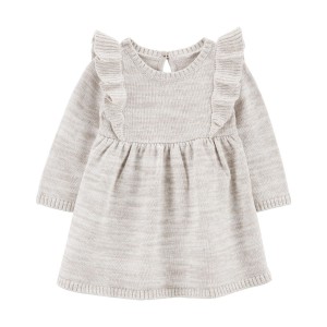 Grey Baby Long-Sleeve Sweater Dress