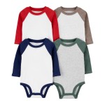Multi Baby 4-Pack Raglan Sleeve Bodysuits