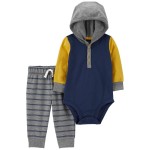 Multi Baby 2-Piece Hooded Bodysuit Pant Set