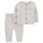 Heather Baby 2-Piece Cardigan Sweater & Pant Set
