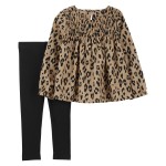 Brown/Black Baby 2-Piece Leopard Top & Legging Set