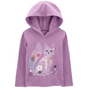 Purple Toddler Fox Jersey Hoodie