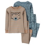 Blue Baby 4-Piece Bear 100% Snug Fit Cotton Pajamas