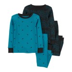Blue Baby 4-Piece Dinosaur 100% Snug Fit Cotton Pajamas