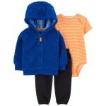 Blue Baby 3-Piece Sherpa Jacket Set