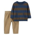 Brown Baby 2-Piece Pullover & Jogger Set