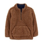 Brown Baby Quarter Zip Sherpa Pullover