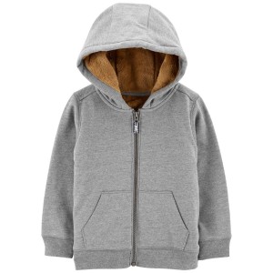 Grey Baby Fuzzy-Lined Hoodie