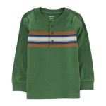 Green Baby Striped Jersey Henley