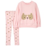 Pink Baby 2-Piece Dog French Terry Pullover & Legging Set
