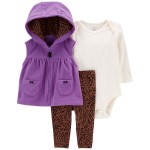 Purple/Brown Baby 3-Piece Little Vest Set