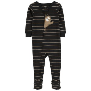 Black Toddler 1-Piece Sloth 100% Snug Fit Cotton Footie Pajamas