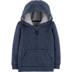 Navy Toddler Marled Zip-Up French Terry Hoodie