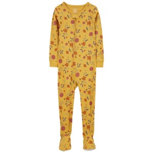 Multi Toddler 1-Piece Floral 100% Snug Fit Cotton Footie Pajamas