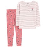 Pink/White Toddler 2-Piece Striped Tee & Legging Set