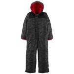 Black Kid Camo Fleece-Lined Snowsuit