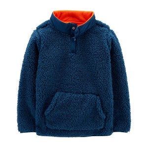 Orange Kid Quarter Zip Sherpa Pullover
