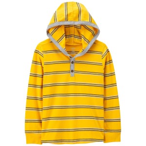 Yellow Kid Striped Hooded Henley