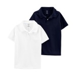 Navy/White Kid 2-Pack Pique Polos