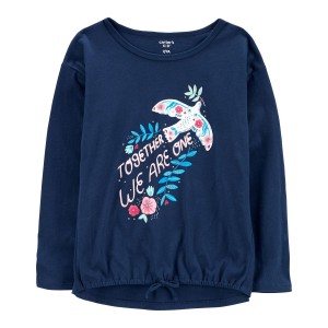 Navy Kid Floral Dove Graphic Tee