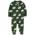 Green Baby Polar Bear 2-Way Zip Cotton Sleep & Play Pajamas