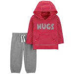 Red/Heather Baby 2-Piece Hugs Hooded Tee & Jogger Set