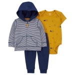 Navy/Yellow Baby 3-Piece Little Jacket Set