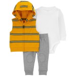 Yellow/White/Grey Baby 3-Piece Little Vest Set