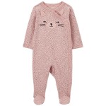Pink Baby Cat Side-Snap Sleep & Play Pajamas