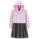 Pink/Grey Kid Fleece Hooded Tutu Dress